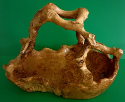Coupe à fruit en bois d'olivier, taille moyenne